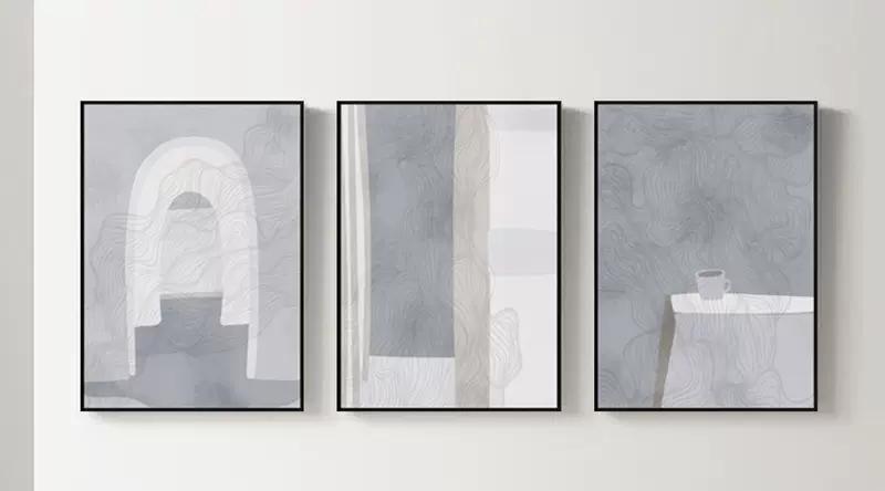 Vertical Abstract Art 3-Piece Vertical Textured Wall Painting 3-Piece Vertical Minimalist Painting 3 Arrows