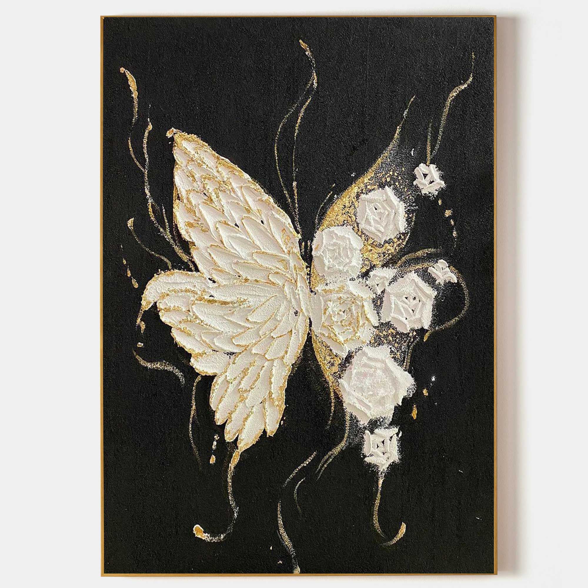 Abstract Butterfly Canvas Painting Butterfly Wall Art Animal Textured Canvas Art