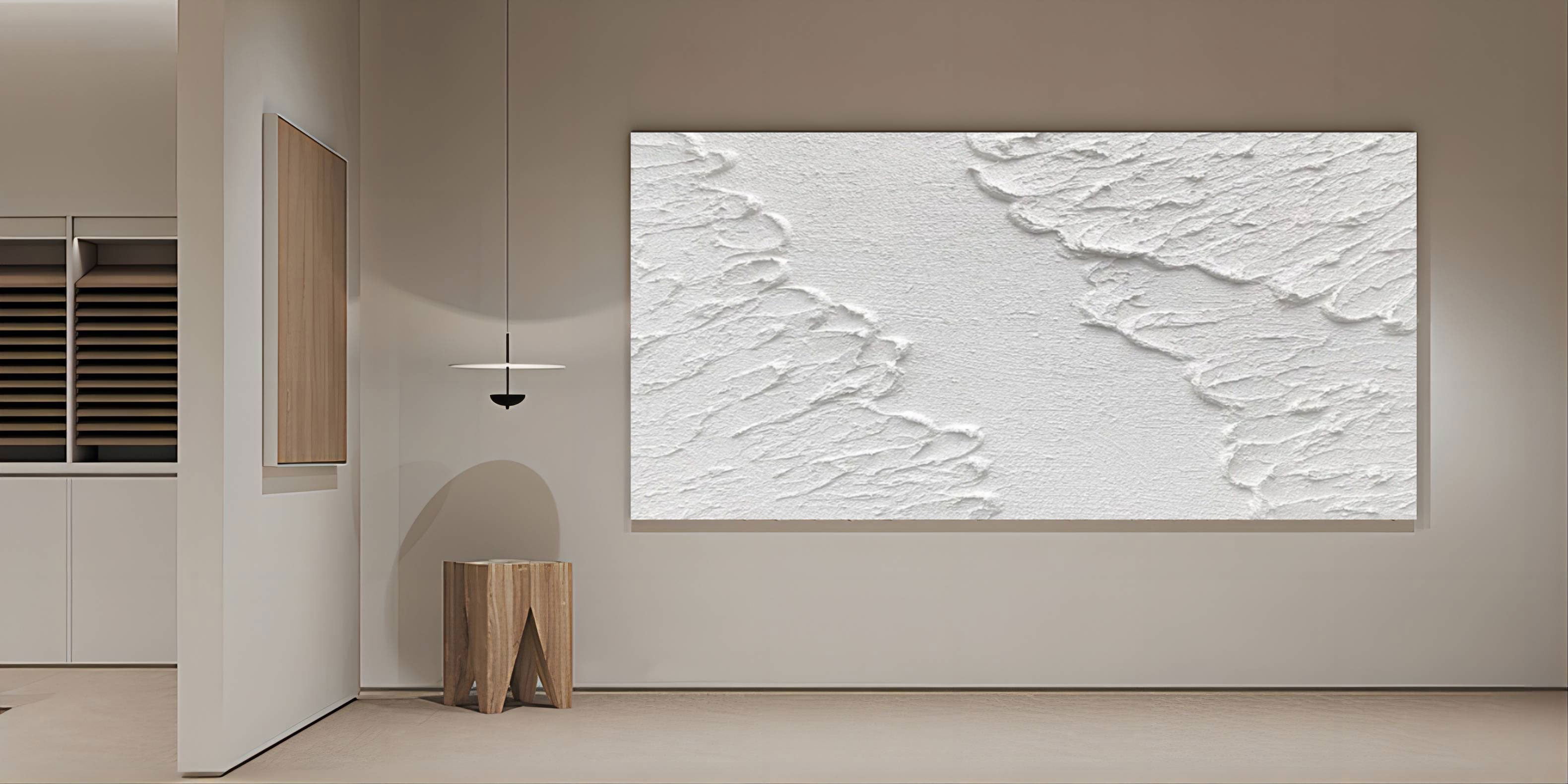 Large White 3D Abstract Art Plaster Wall Art Textured Wall Art White Minimal Painting