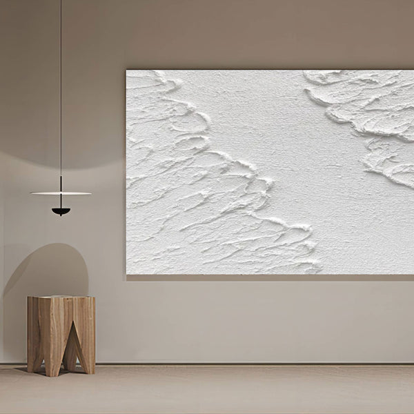 White Plaster Wall Art Textured Acrylic Abstract Painting 3D