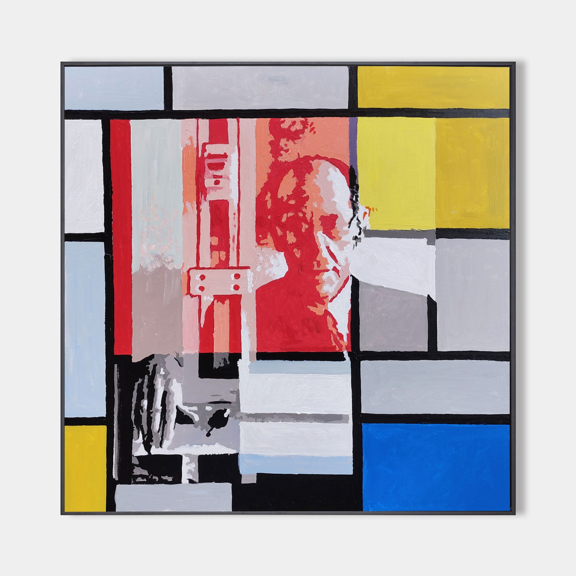 Composition with Large Red Plane, Yellow, Black Pop Art Mondrian portrait