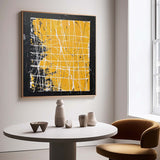 Yellow and Black Abstract Textured Canvas Wall Art Yellow and Black Abstract Minimalist Oil Painting