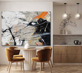 Large Black and White Modern Wall Painting Black and White Abstract Canvas Art for Sale