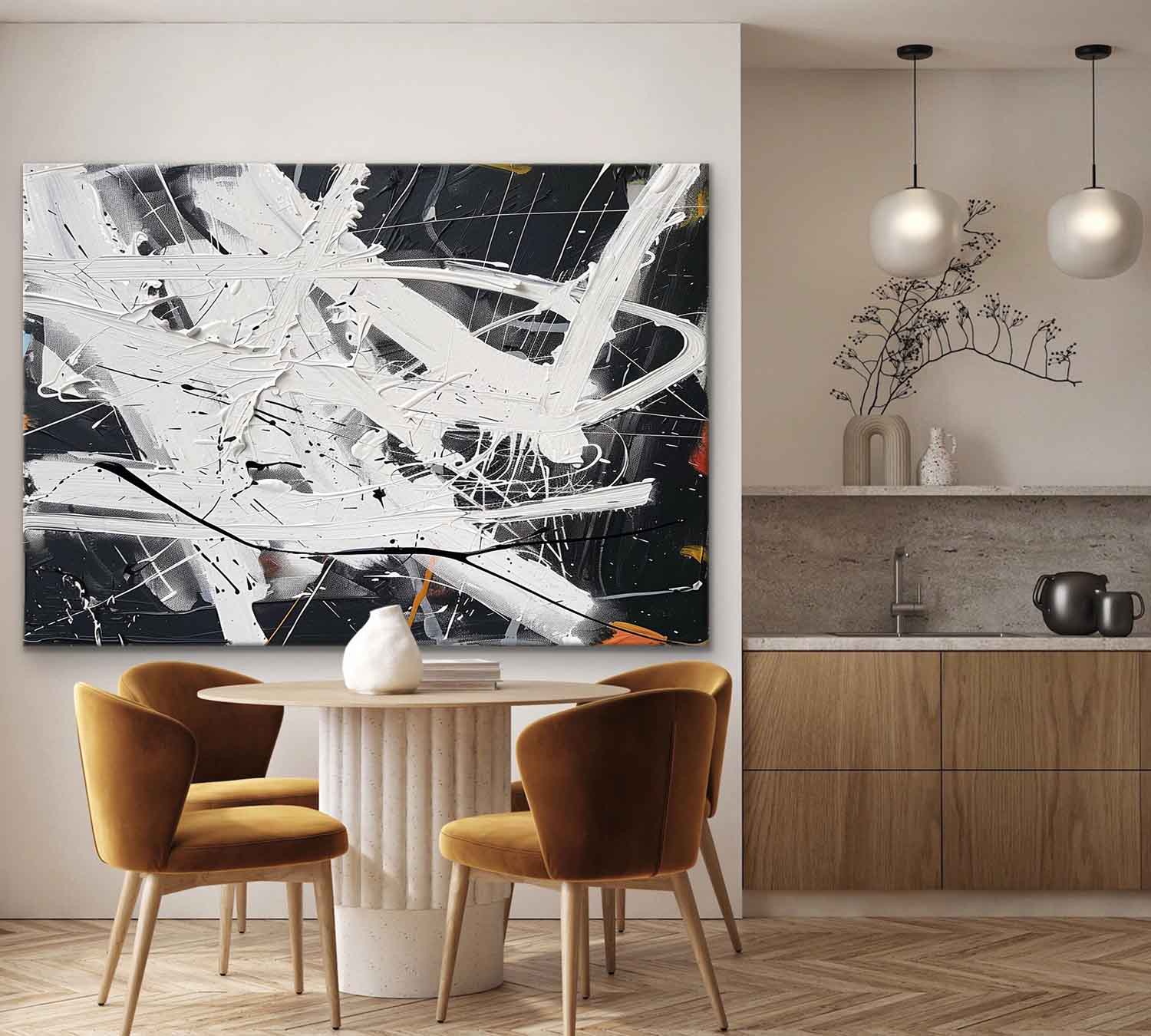 Large Black and White Modern Wall Paintings for Sale Black and White Abstract Art Canvas