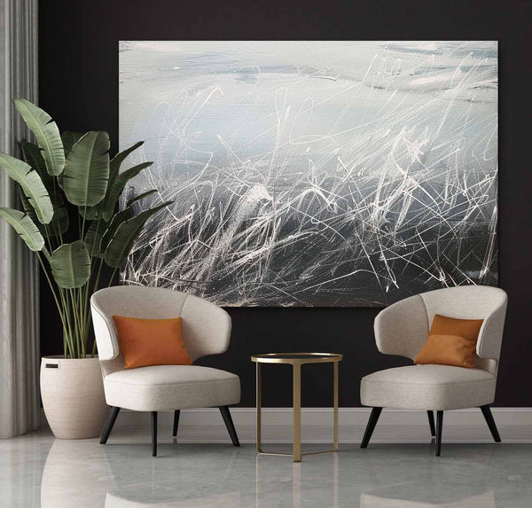 Large Grey and Black Minimalist Canvas Art for Sale Grey and Black Minimalist Oil Paintings