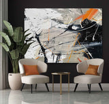 Large Black and White Modern Wall Painting Black and White Abstract Canvas Art for Sale