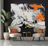 Large White and Orange Abstract Art for Sale White and Orange Expressionist Canvas Wall Art Decor