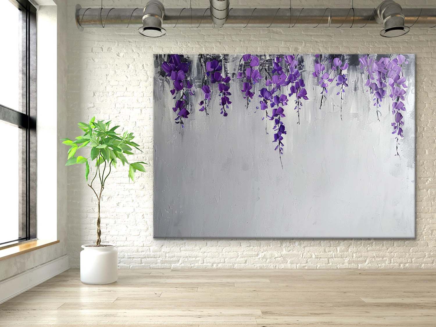 Wisteria Flowers Texture Painting Purple Flowers Canvas Art For Sale Wisteria Flowers Texture Wall Art Decor