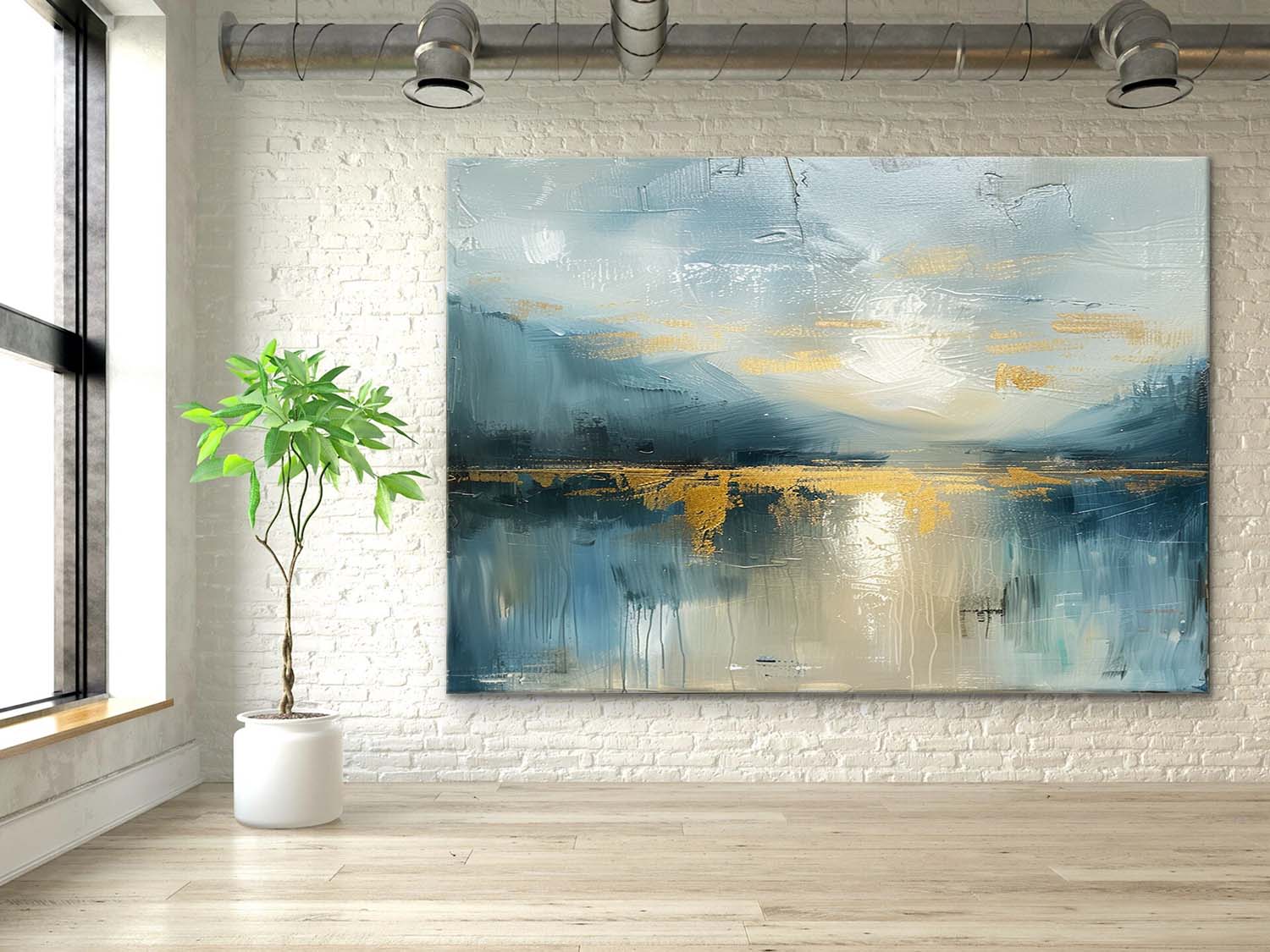 Large Modern Lakeside Sunrise Landscape Art for Sale Colorful Sunrise Landscape Abstract Canvas Art