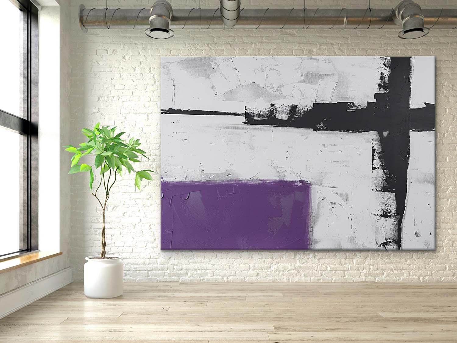 Large Purple and Grey Minimalist Abstract Canvas Art Purple and Grey Minimalist Textured Wall Art