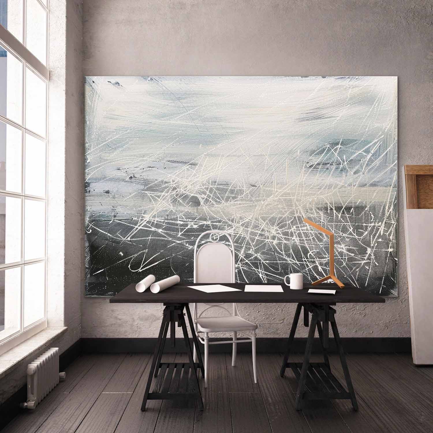 Large Gray and White Abstract Canvas Art for Sale Gray White Abstract Oil Painting Line Wall Art Decoration