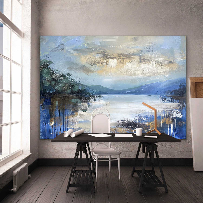 Large Blue Landscape Abstract Art for Sale Blue Landscape Abstract Canvas Wall Painting