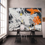 Large White and Orange Abstract Art for Sale White and Orange Expressionist Canvas Wall Art Decor