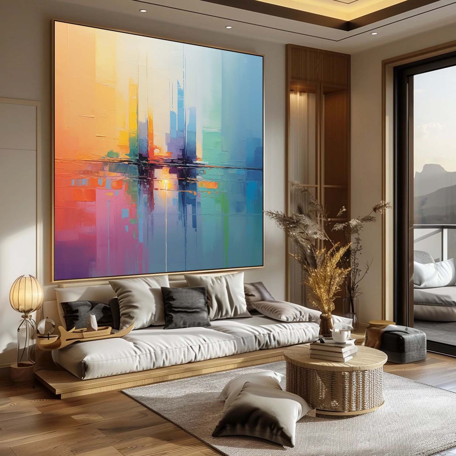 City Abstract 3D Wall Art Decor Contemporary Minimalist Colorful Abstract Art City Abstract Painting