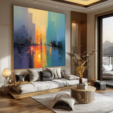 City Colorful Abstract Oil Painting City Modern Minimalist Wall Art City Palette Art Wall Paintings