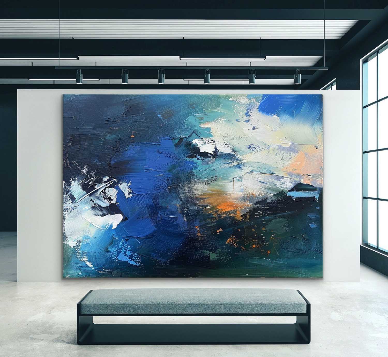 Large Blue Abstract Art for Sale Blue Abstract Texture Painting Blue Abstract Canvas Wall Art