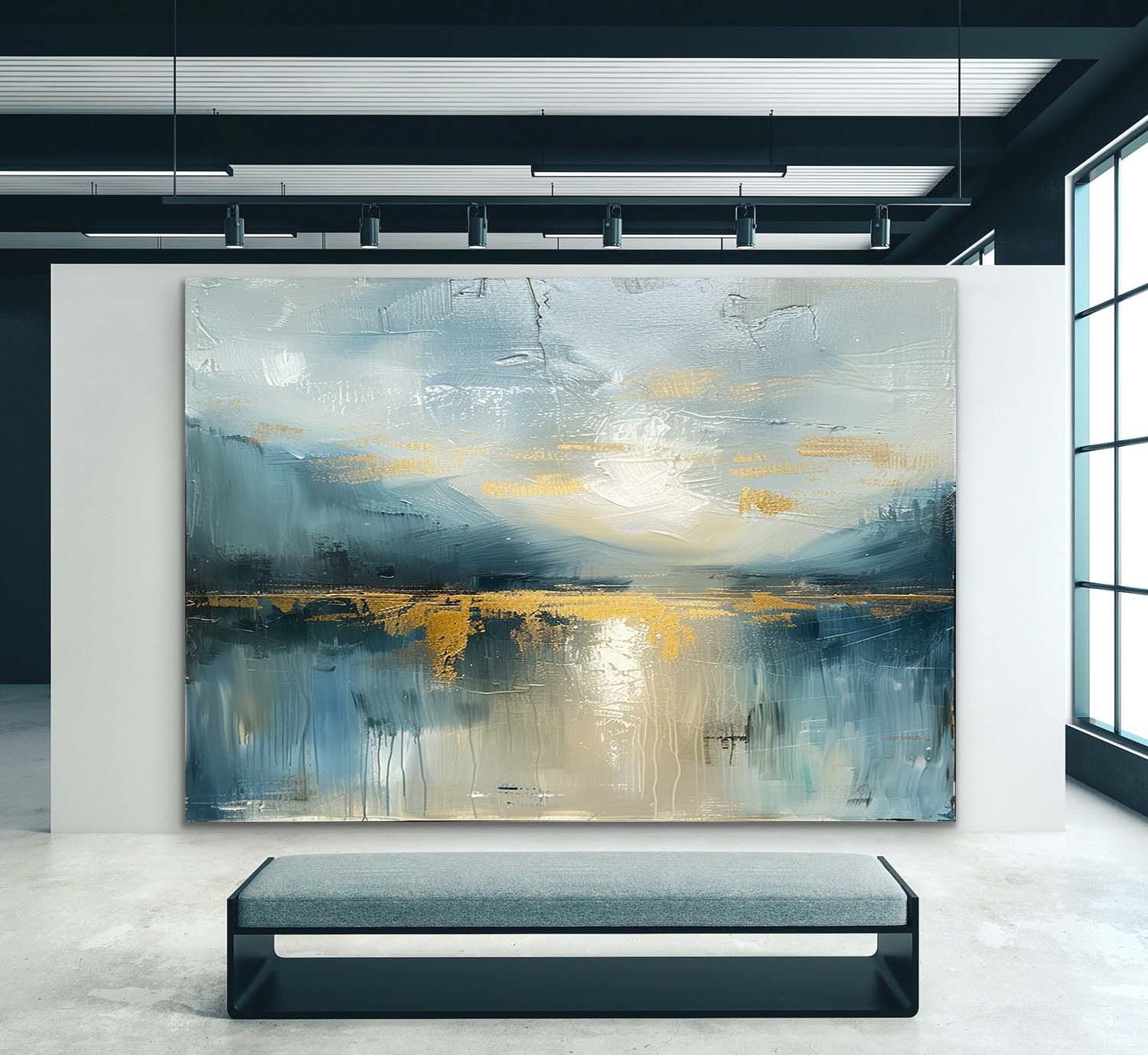 Large Modern Lakeside Sunrise Landscape Art for Sale Colorful Sunrise Landscape Abstract Canvas Art