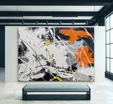 Large White and Orange Abstract Art for Sale White and Orange Expressionist Canvas Wall Art Decor