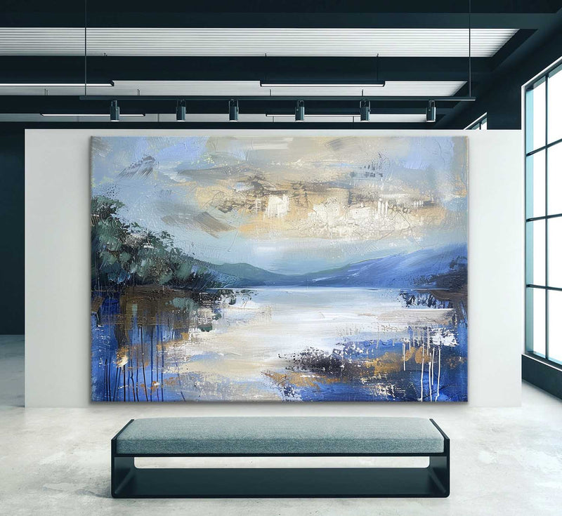 Large Blue Landscape Abstract Art for Sale Blue Landscape Abstract Canvas Wall Painting