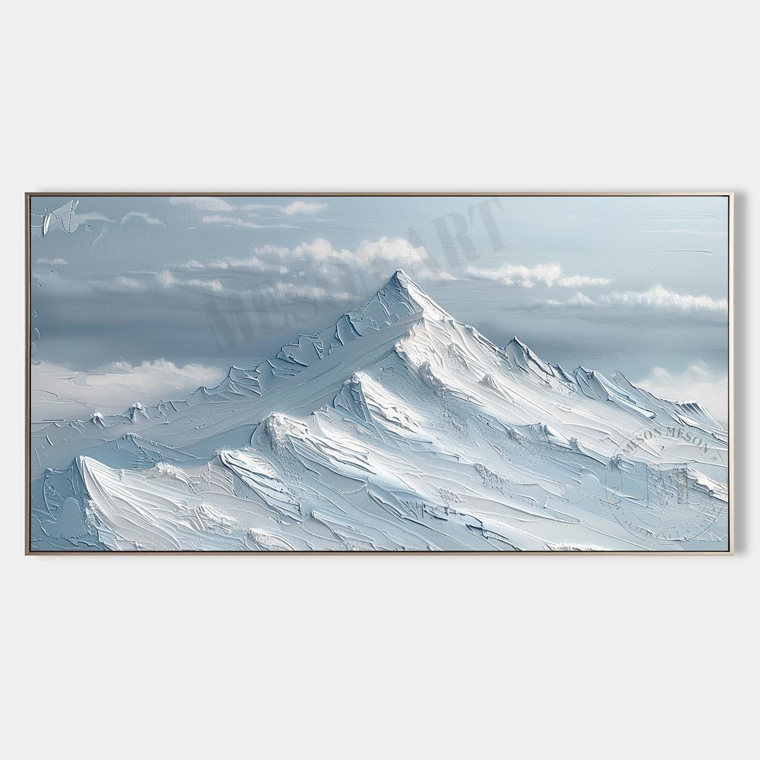 Large Blue Snow Mountain Texture Painting Blue Snow Mountain Landscape Canvas Art for Sale