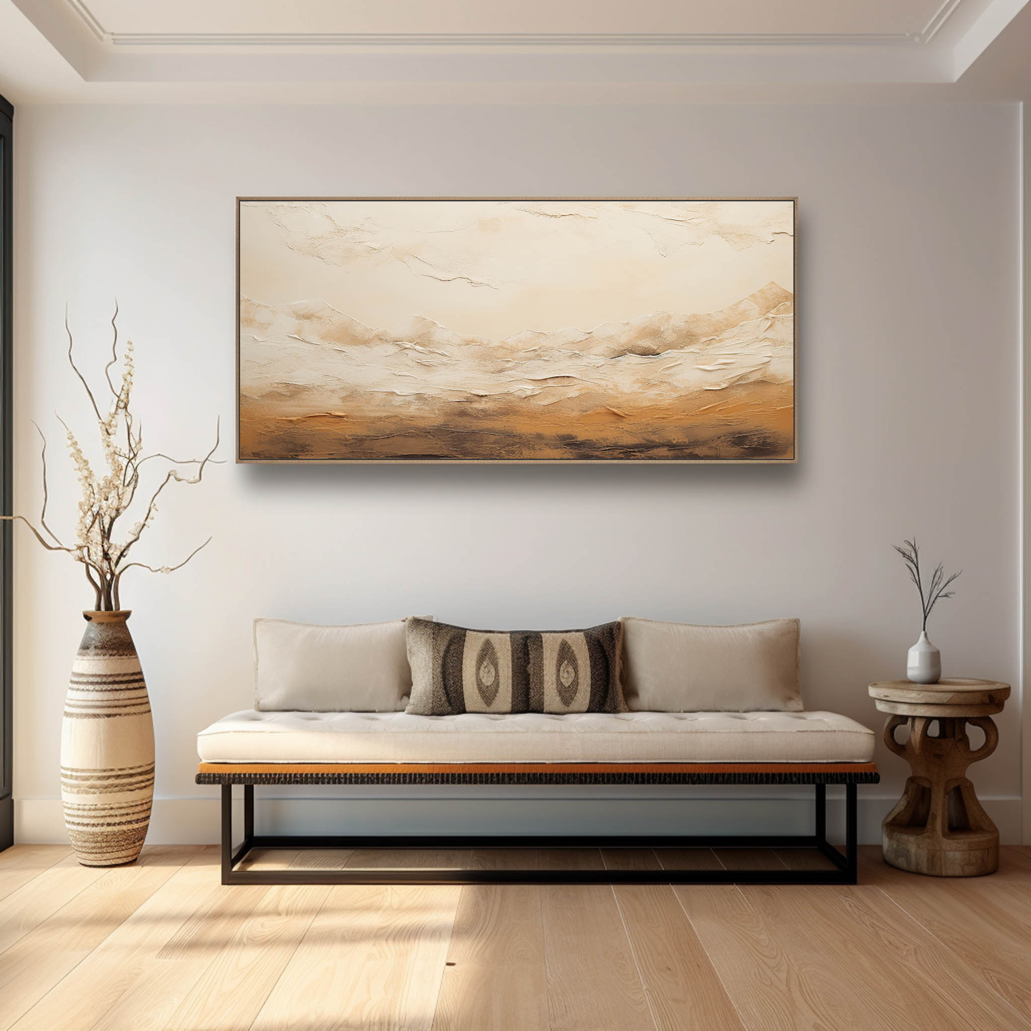 Large 3D Beige Abstract Texture Painting Wabi Sabi Wall Art Decor Beige Abstract Art On Canvas