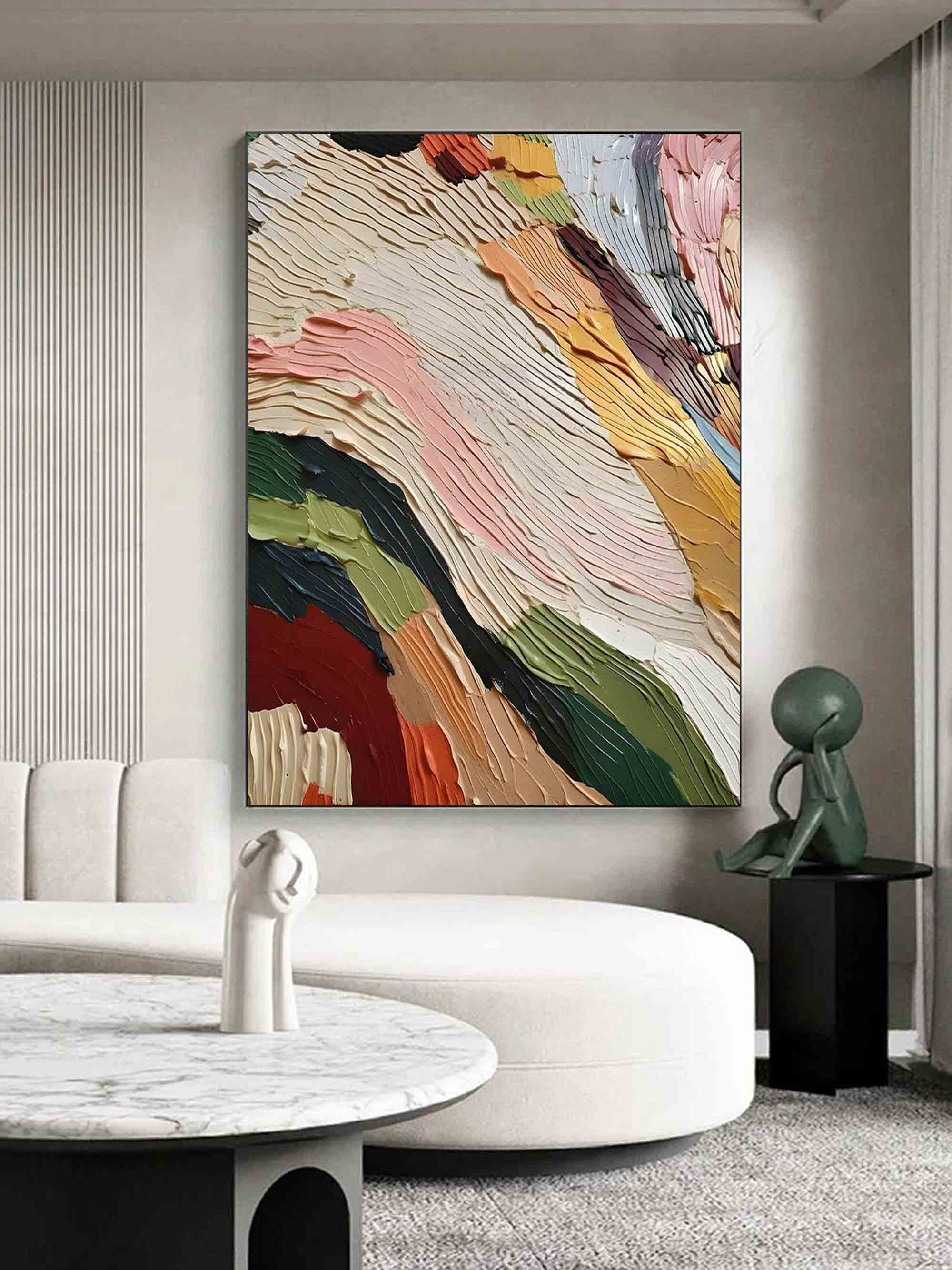 Palette Knife Abstract Oil Painting Colorful Canvas Art Textured Wall Art Abstract Wall Decor Painting