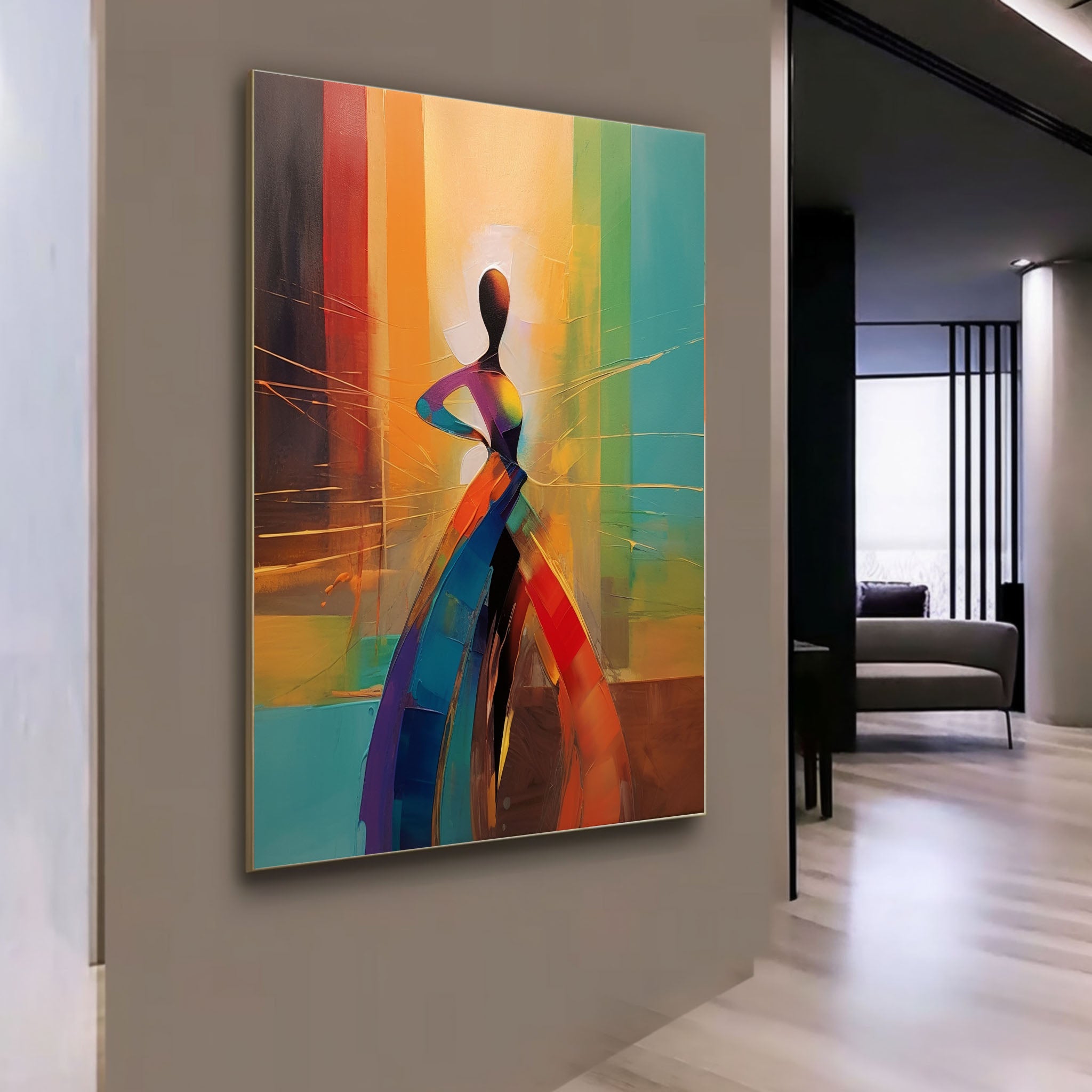 Abstract Woman Palette Oil Painting Dancing Woman Palette Canvas Art Dancing Girl on Canvas