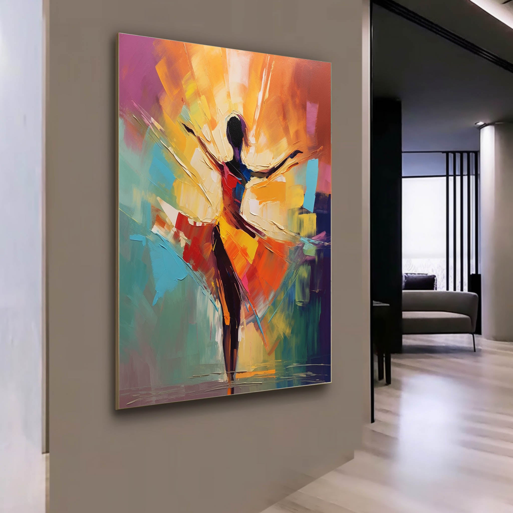 Dancing Girl Palette Art on Canvas Palette Dancing Girl Oil Painting Dancer Palette Wall Art Decor