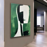 Large Green and White Contemporary Abstract Canvas Art Green and White Texture Wall Painting