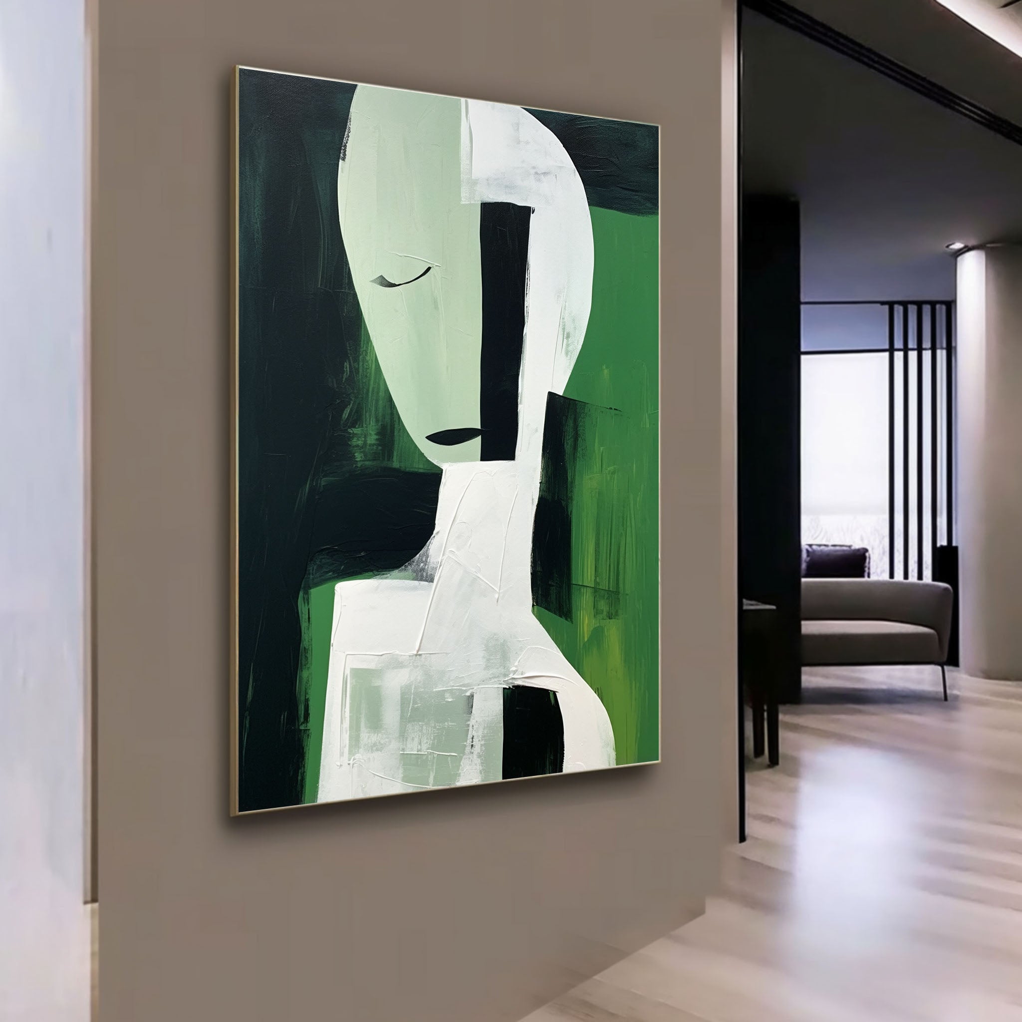 White and Green Textured Abstract Art White and Green Original Contemporary Abstract Canvas Art