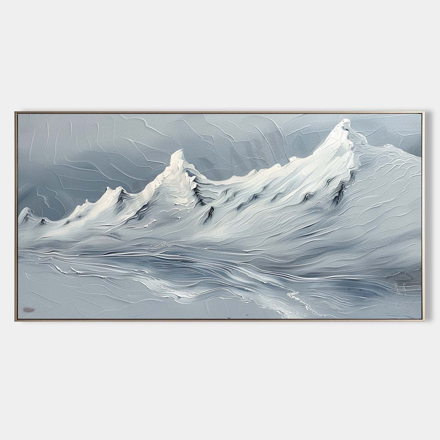 White and Green Snowy Mountain Landscape Canvas Art White and Green Snowy Mountain Wall Art Decor