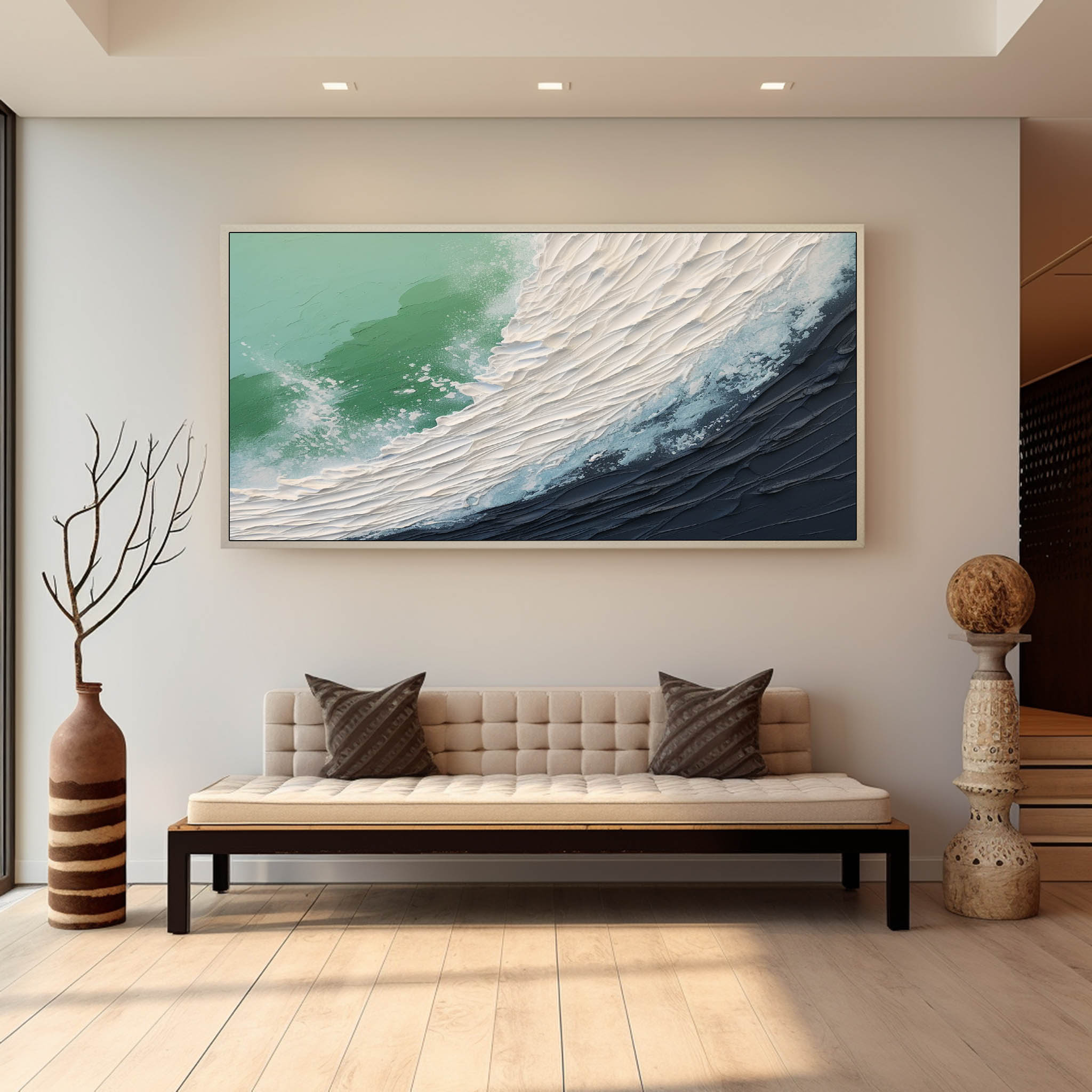 Large White Ocean Wave Texture Wall Painting White And Blue Ocean Wave ...