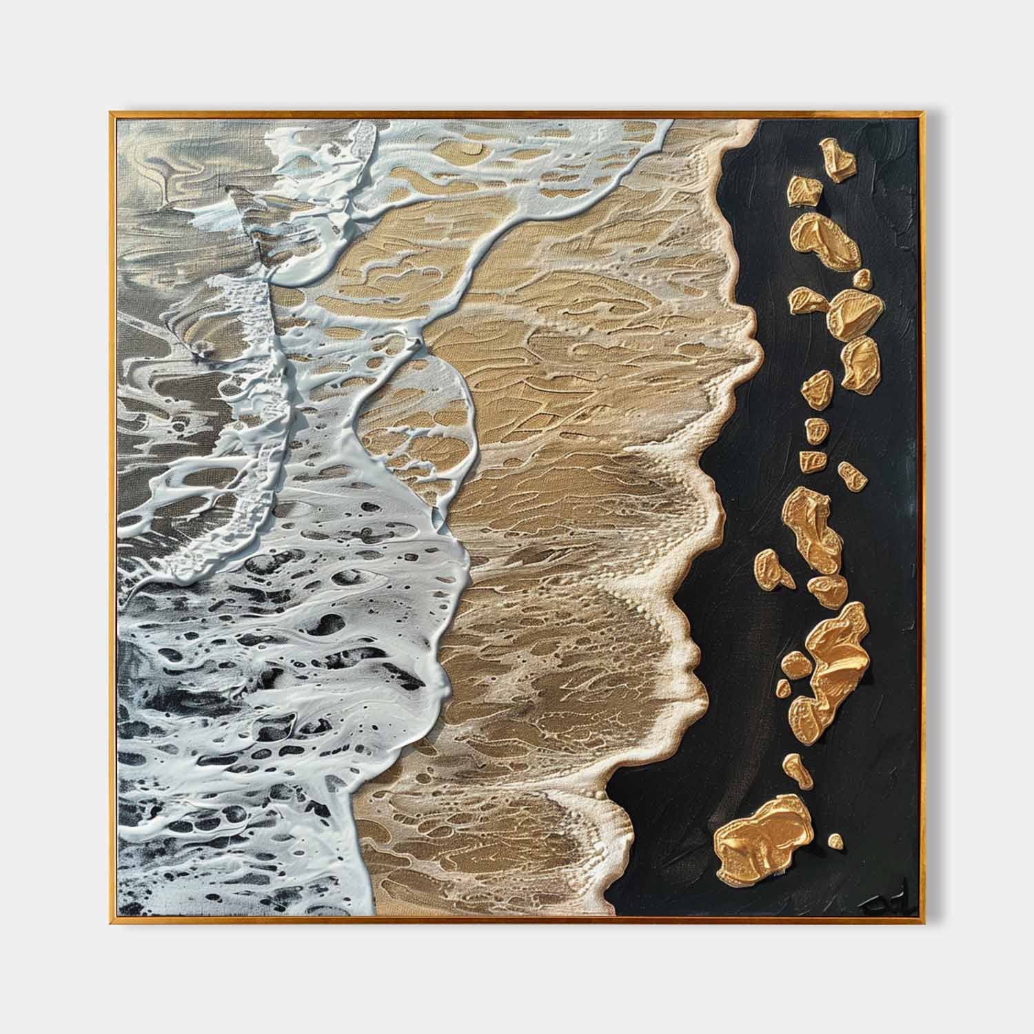 Black and Gold Ocean Waves Beach Wall Art for Sale Gold and Black Ocean Texture Painting Gold Ocean Art