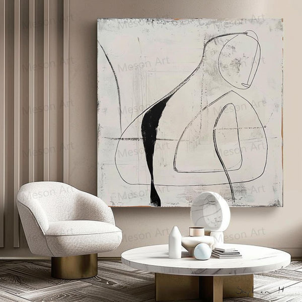 Motherly Love Abstract Art for Sale Black and White Minimalist Art Sanyu Style Contemporary Artist