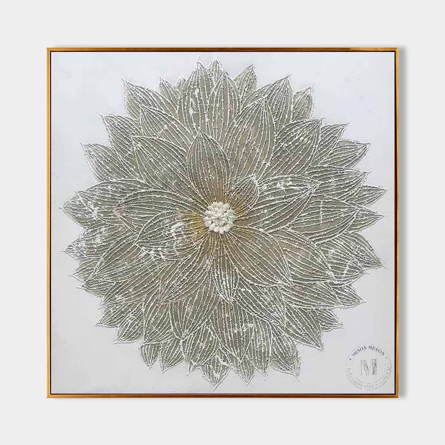 White flower plaster art canvas White flower plaster texture painting White flower wall art for sale