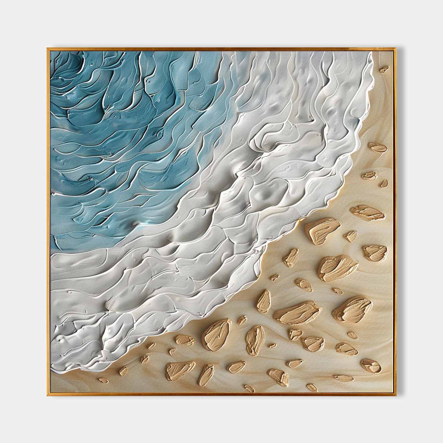 Wave Beach Texture Painting Coast Beach Oil Painting Coast Beach Canvas Wall Art For Sale