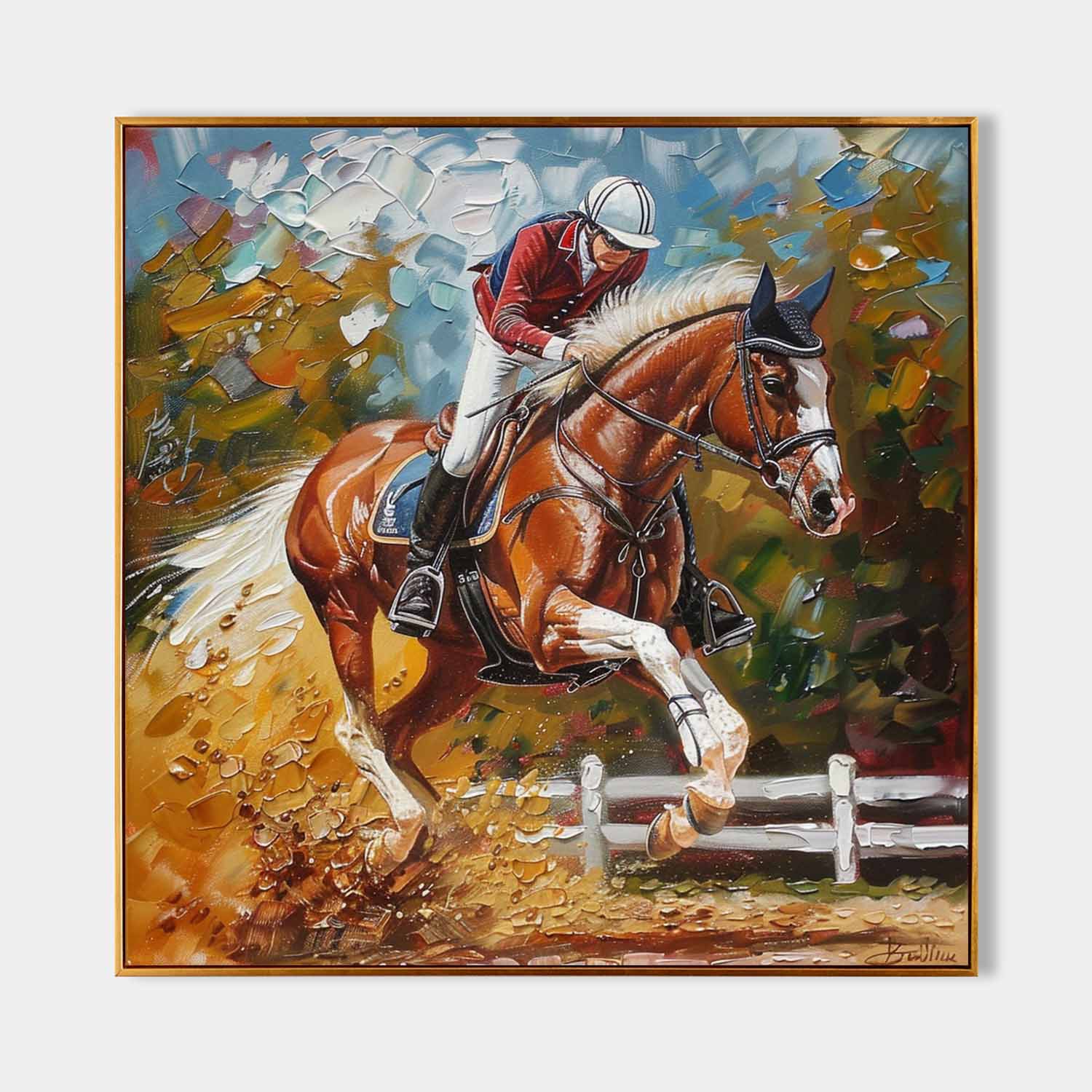 Horse Racing Canvas Wall Art Decor Equestrian Oil Painting Equestrian Wall Paintings For Sale