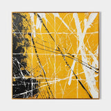 Yellow and Black Abstract Minimalist Canvas Wall Art Yellow and Black Abstract Textured Painting