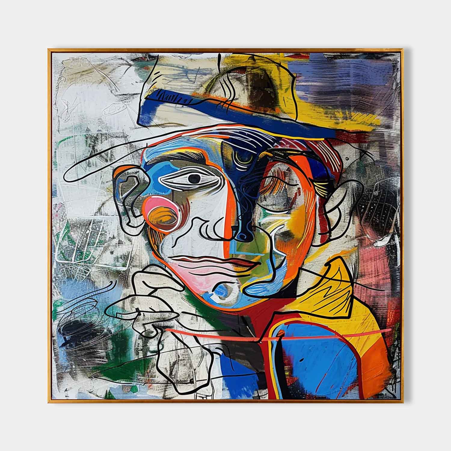 Colorful Abstract Face Art Picasso Style Oil Painting Modern Graffiti Abstract Canvas Art for Sale