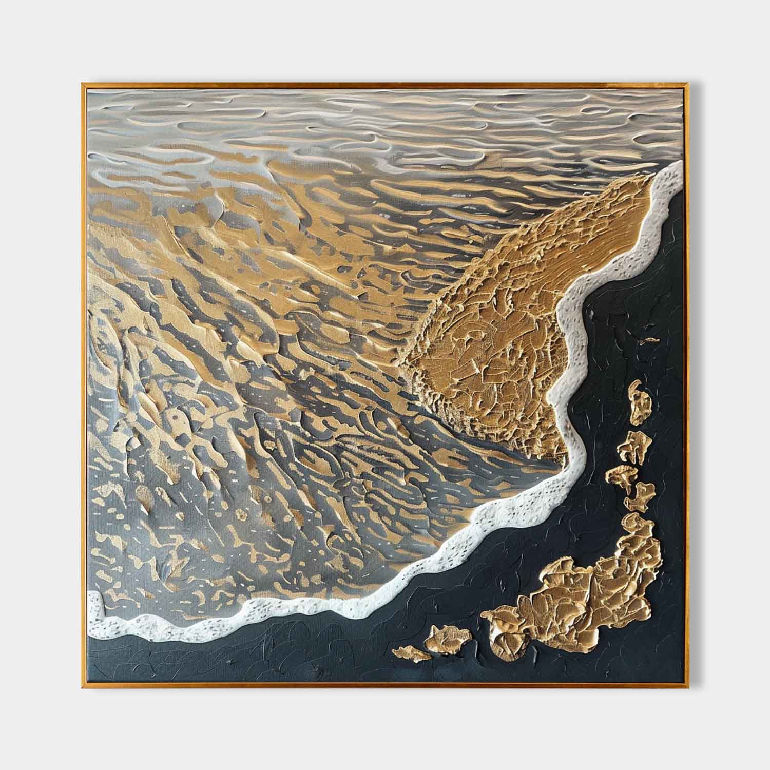 Black and Gold Ocean Waves Beach Wall Art for Sale Gold and Black Ocean Texture Painting Gold Ocean Art