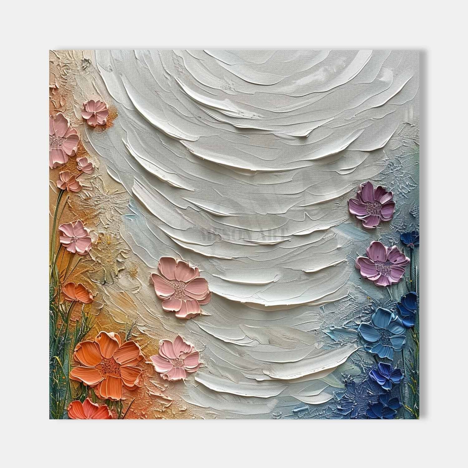 Lakeside Roses Texture Painting for Sale Lakeside Roses Canvas Wall Art Roses Plaster Art