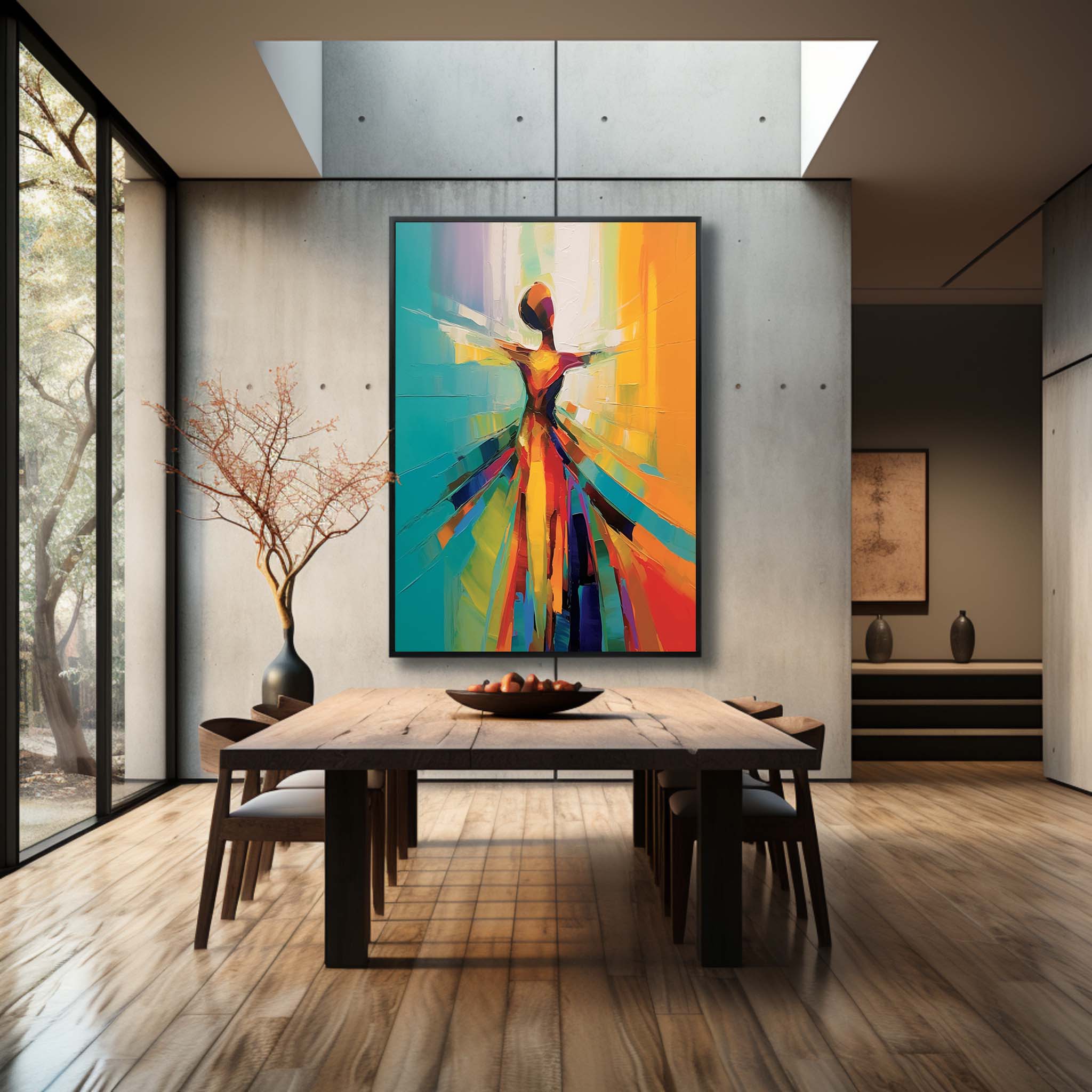 Large Abstract Oil Painting of Dancing Girl Dancing Girl Art on Canvas Dancing Girl Canvas Wall Art