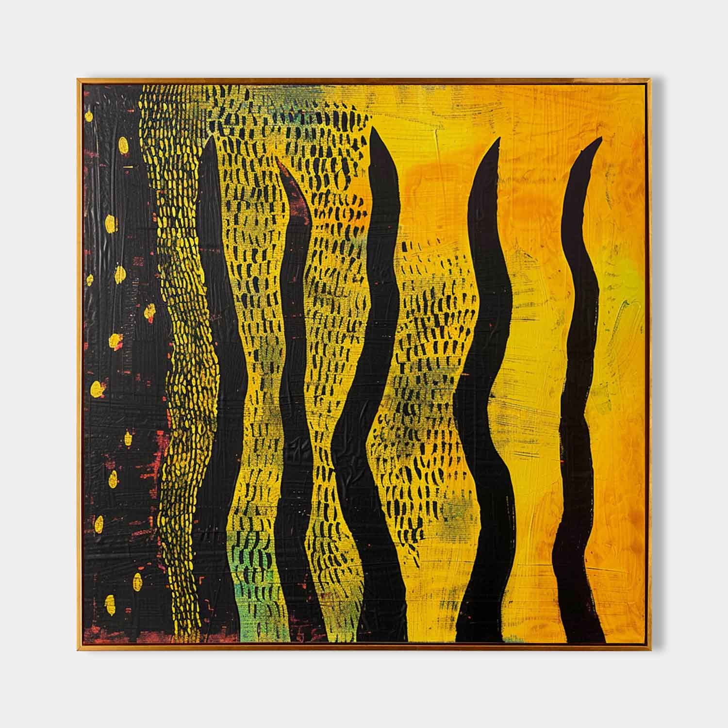 Gold and Black Abstract Art for Sale Wabi Sabi Art Gold and Black Minimalist Oil Painting on Canvas