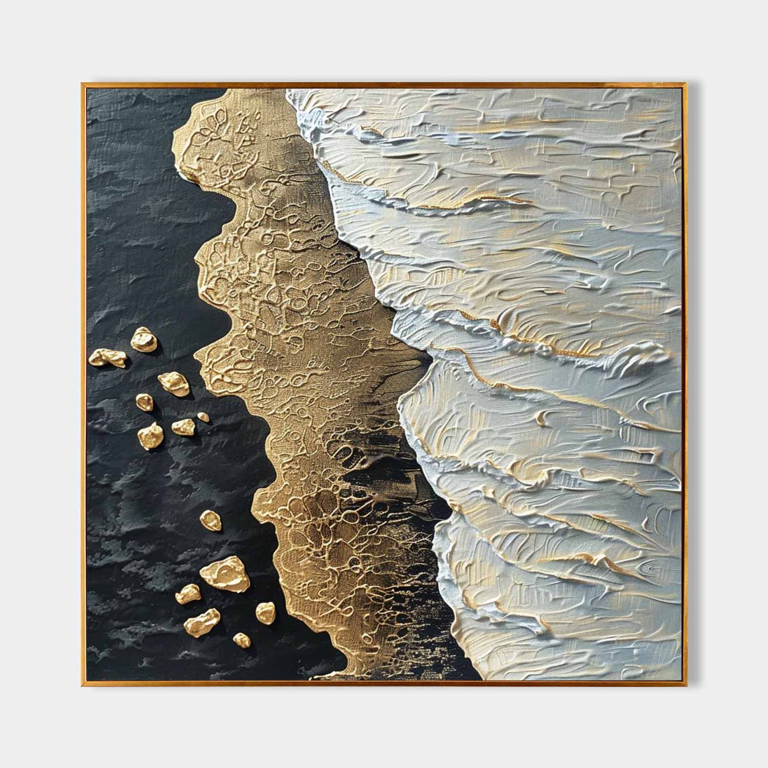 White and Gold Ocean Waves Beach Wall Art for Sale Gold and White Ocean Texture Painting Gold Ocean Art