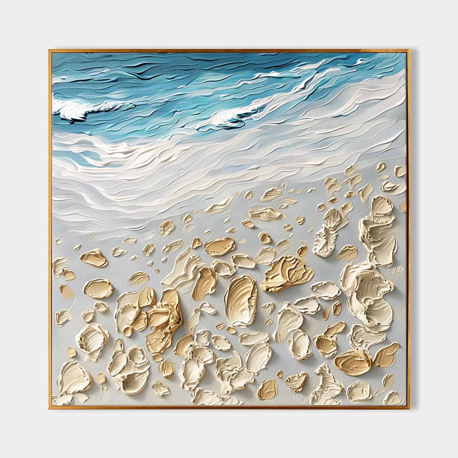 3D Coast Shell Beach Texture Painting Coast Shell Beach Texture Canvas Wall Art Decoration Hanging Painting