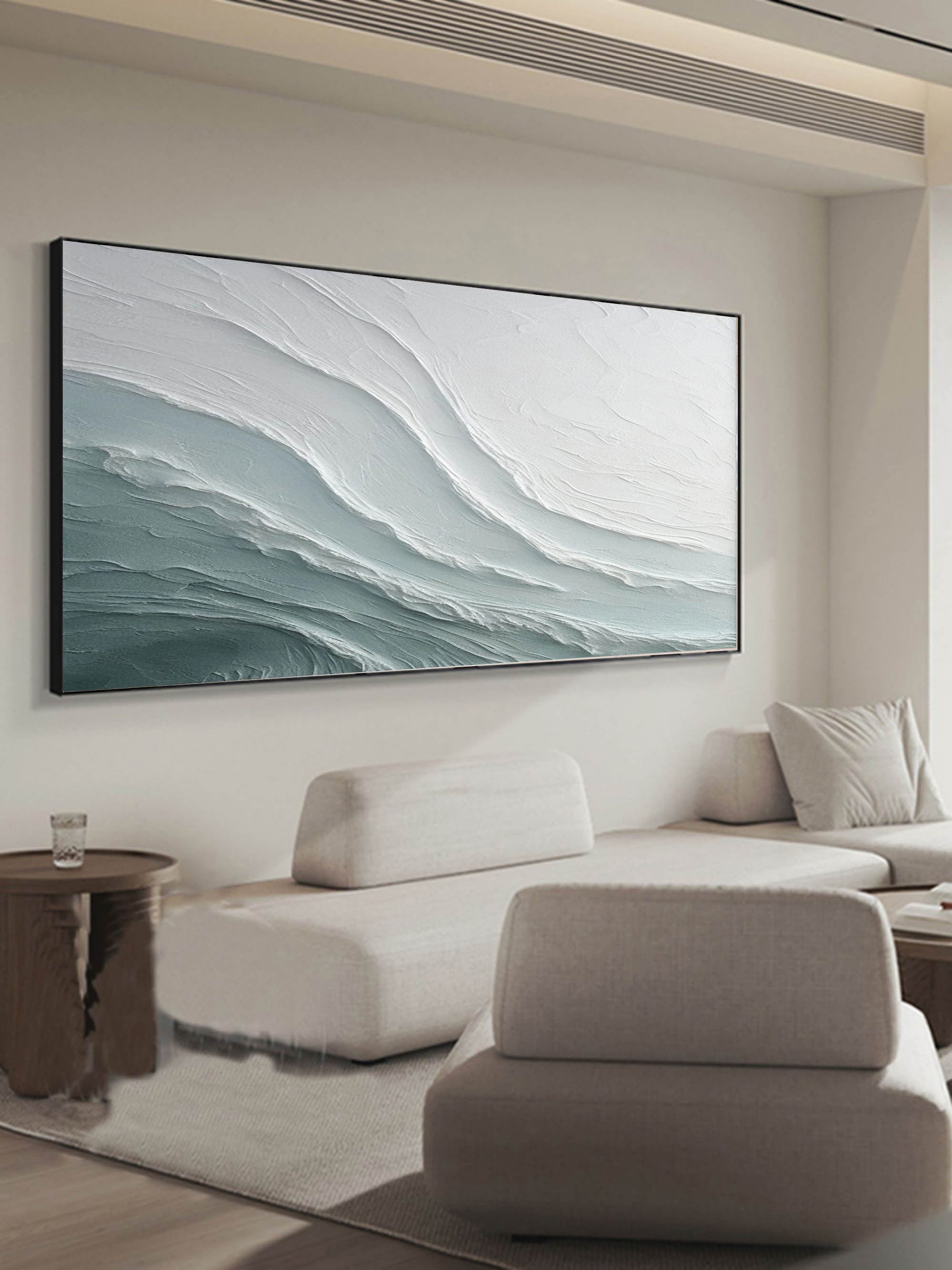 Large Sea Canvas Wall Art Blue Sea Abstract Art Wave Living Room Wall Decoration Hanging Painting