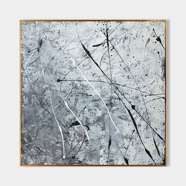 Smoky Grey and White Abstract Canvas Wall Art Decor Modern Grey and White Abstract Wall Paintings for Sale