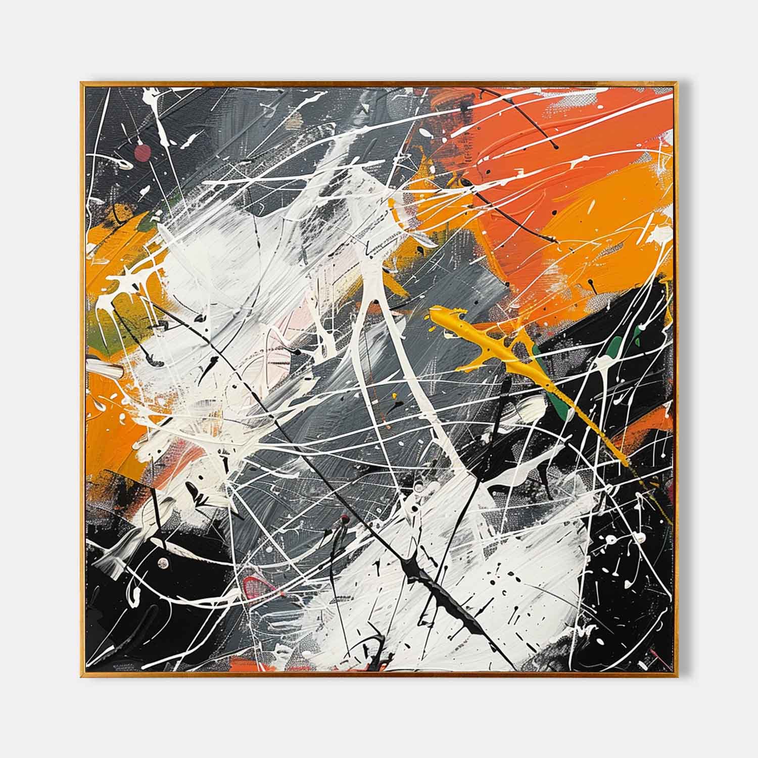 Large Grey and Orange Modern Wall Painting Grey and Orange Abstract Canvas Art for Sale