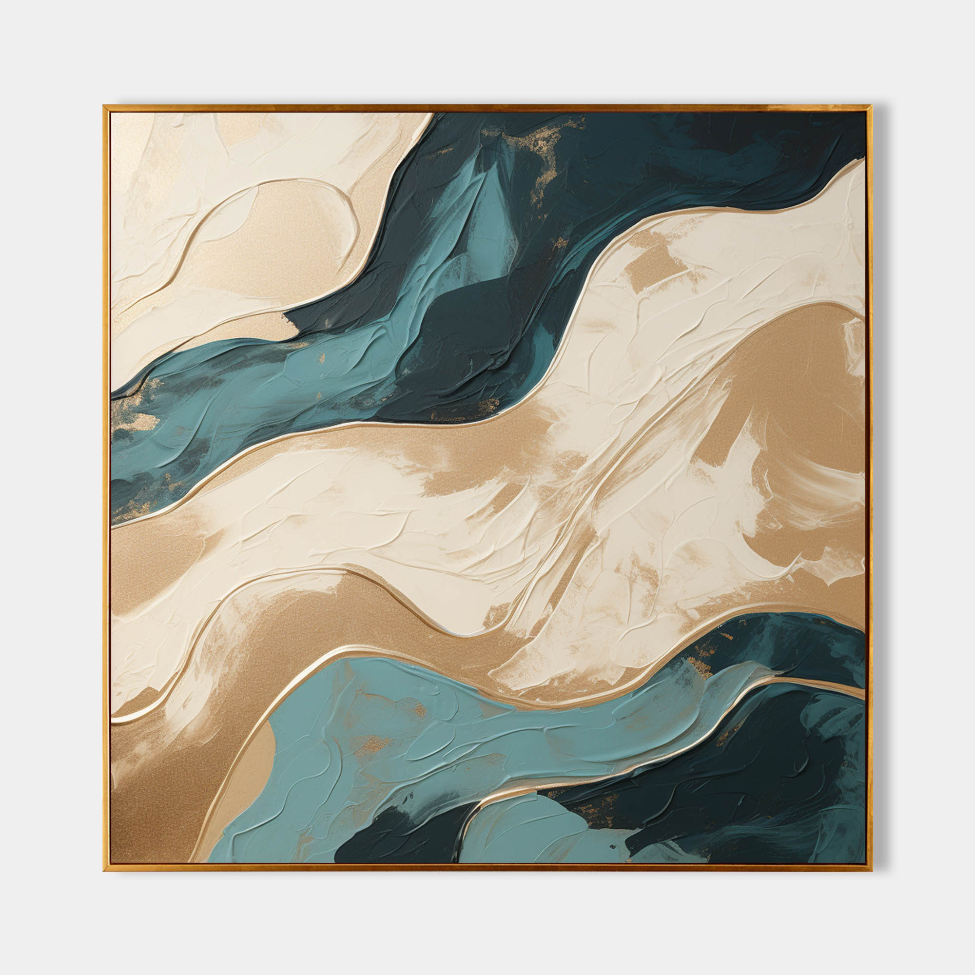 Gold and Blue Abstract Wall Art Gold and Blue Texture Painting Gold and Blue Minimalist Canvas Art