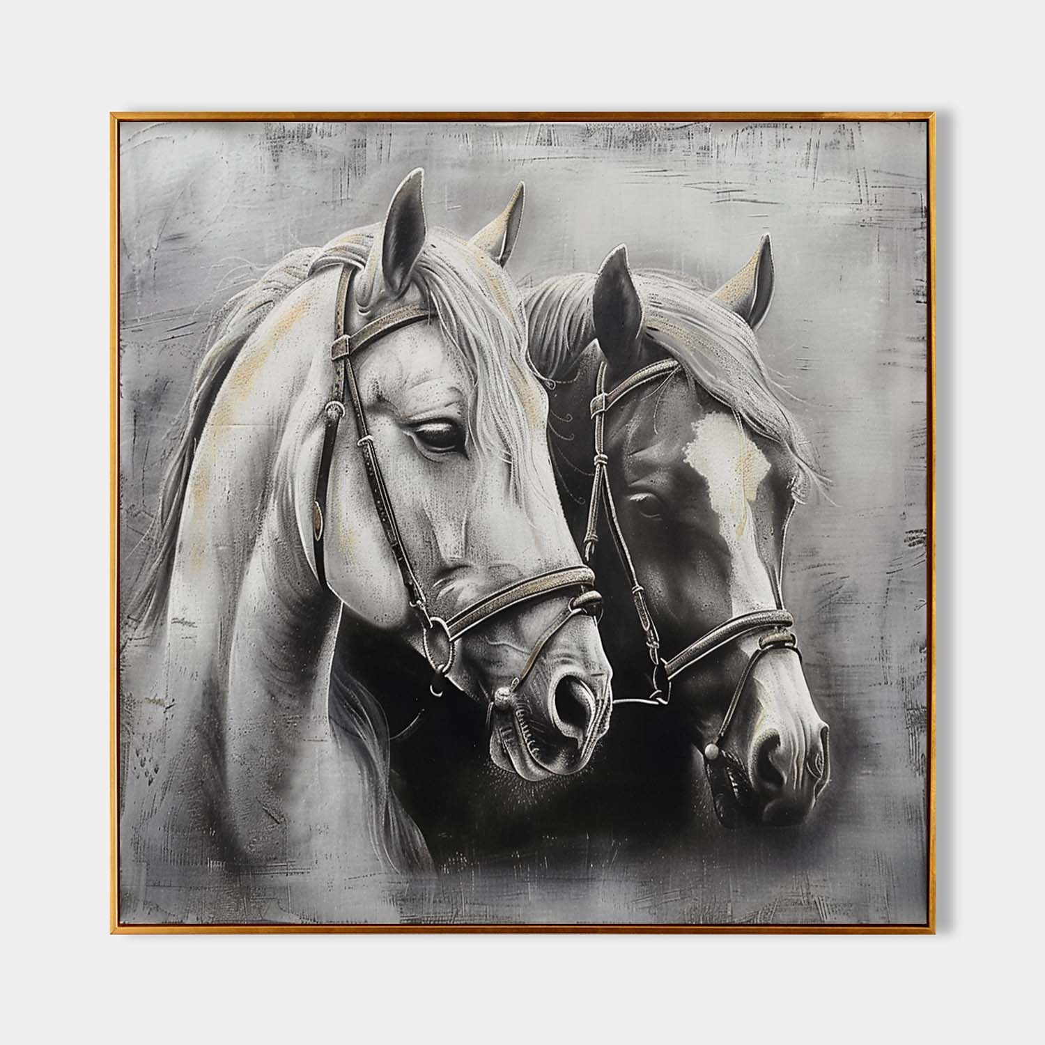 Gray Horse Portrait Canvas Wall Art Decor 2 Horse Portrait Oil Painting Horse Wall Hanging Painting for Sale